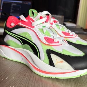 Puma Neon Green and Pink Athletic Shoes